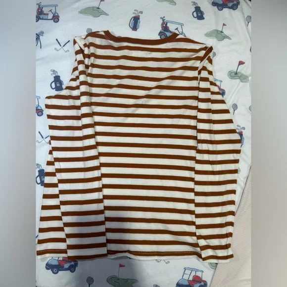 Madewell Tan and White Striped long-sleeved shirt size small - Picture 11 of 14